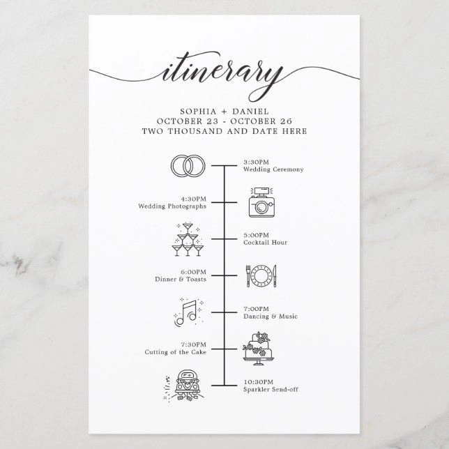 Elegant Wedding Itinerary Card